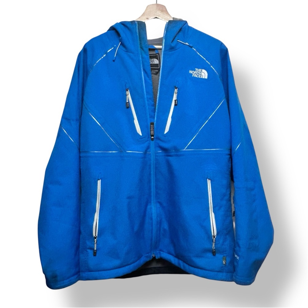The North Face Apex RECCO Ski Jacket Mens L Blue Hooded Softshell Snow